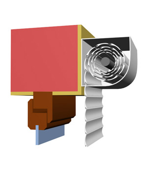 Venkovní rolety s čtvrtkulatou pohledovou schránkou