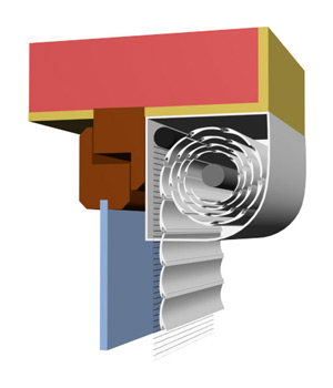 Venkovní rolety s čtvrtkulatou pohledovou schránkou